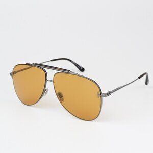 NEW Tom Ford FT1018/S 08E BRADY Anthracite Silver Brown Pilot Unisex Sunglasses